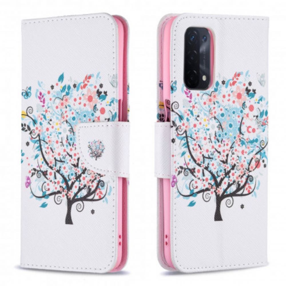 Folio-hoesje voor Oppo A54 5G / A74 5G Bloemrijke Boom