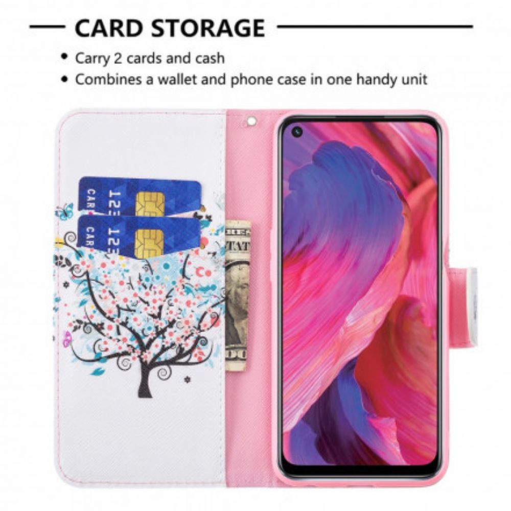 Folio-hoesje voor Oppo A54 5G / A74 5G Bloemrijke Boom