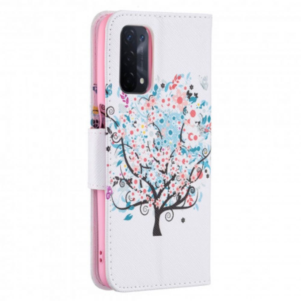 Folio-hoesje voor Oppo A54 5G / A74 5G Bloemrijke Boom
