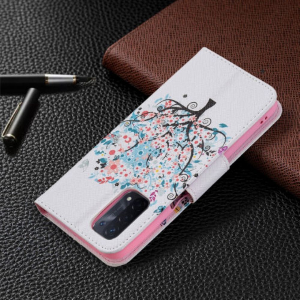Folio-hoesje voor Oppo A54 5G / A74 5G Bloemrijke Boom