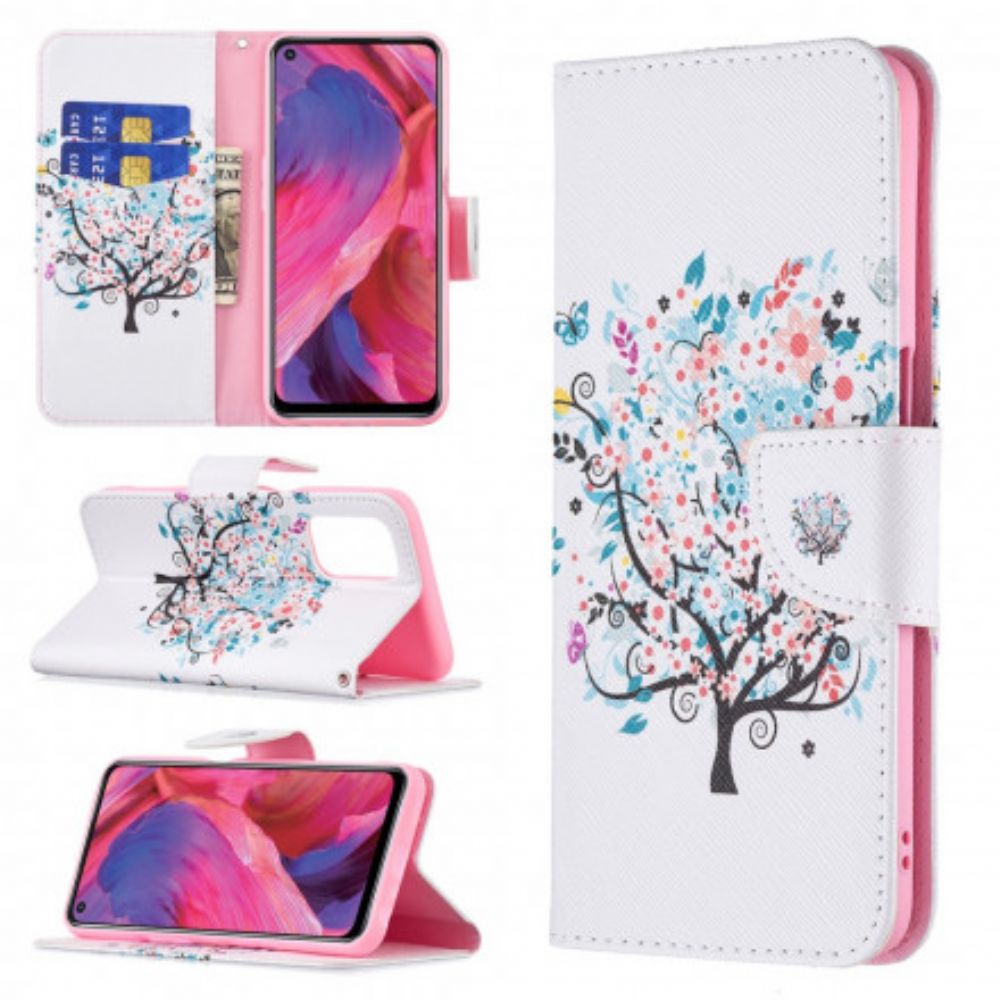 Folio-hoesje voor Oppo A54 5G / A74 5G Bloemrijke Boom