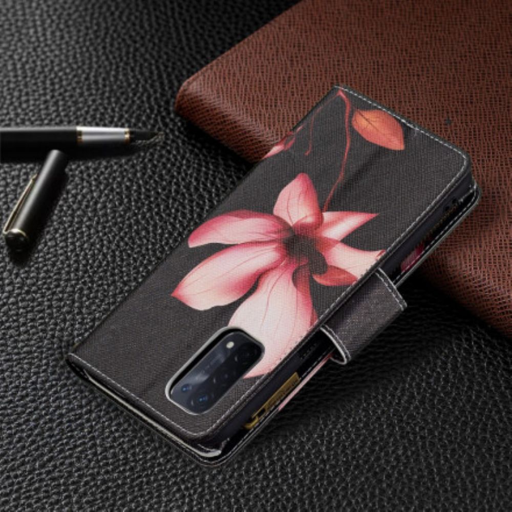 Folio-hoesje voor Oppo A54 5G / A74 5G Bloemzak Met Rits