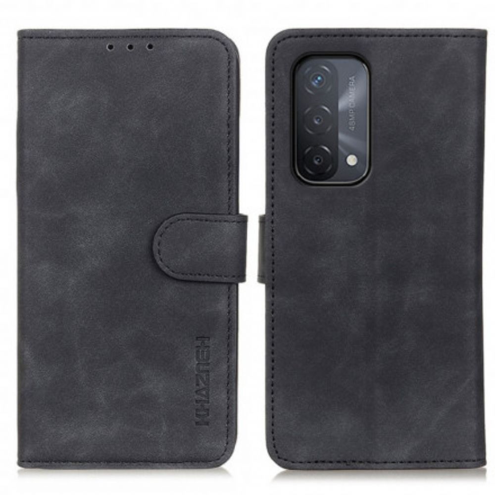 Folio-hoesje voor Oppo A54 5G / A74 5G Vintage Mat Leereffect Khazneh