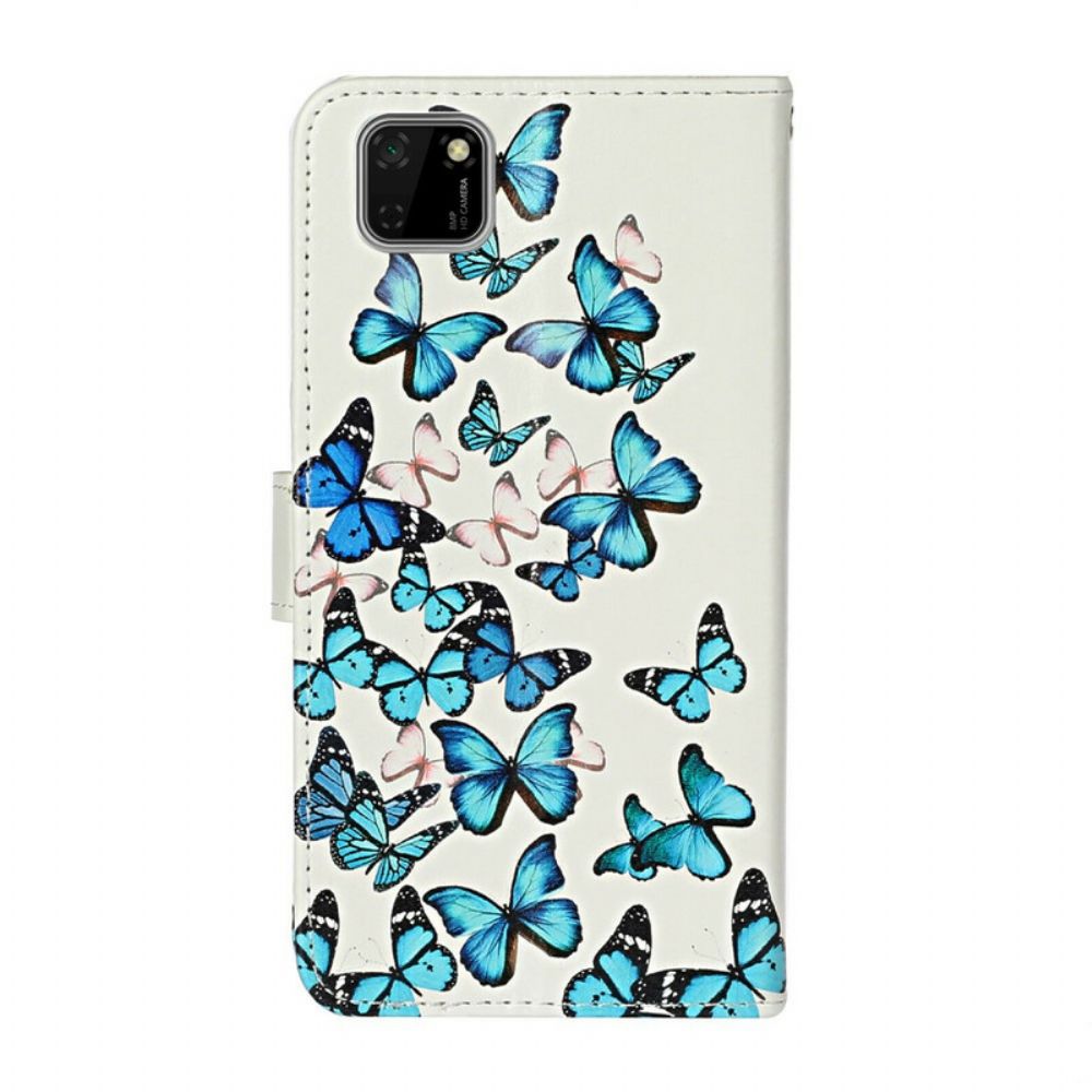 Bescherming Hoesje voor Huawei Y5p Folio-hoesje Meerdere Vlinders