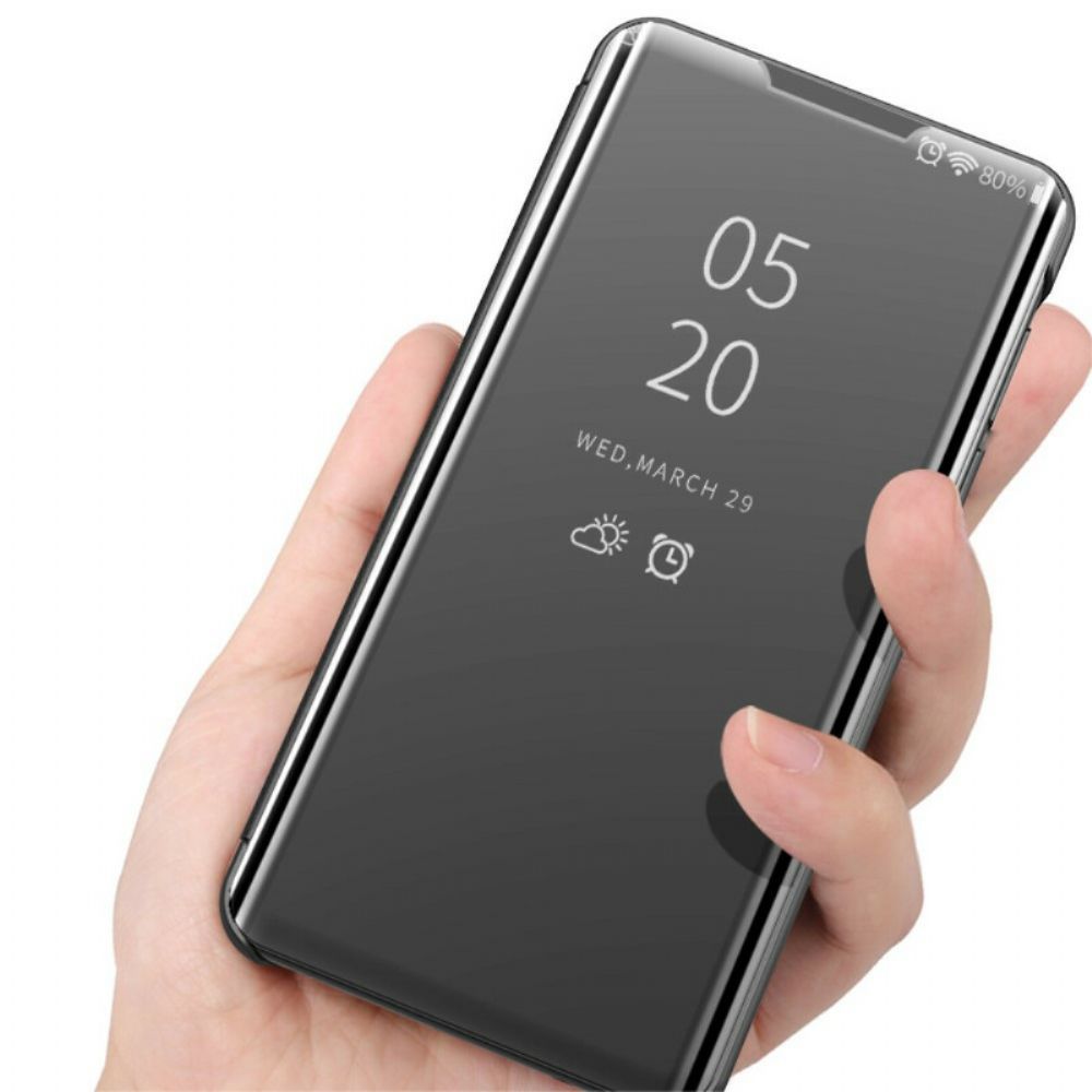 Bescherming Hoesje voor Huawei Y5p Spiegel En Kunstleer