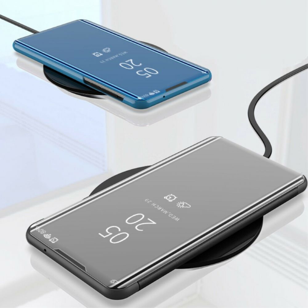 Bescherming Hoesje voor Huawei Y5p Spiegel En Kunstleer