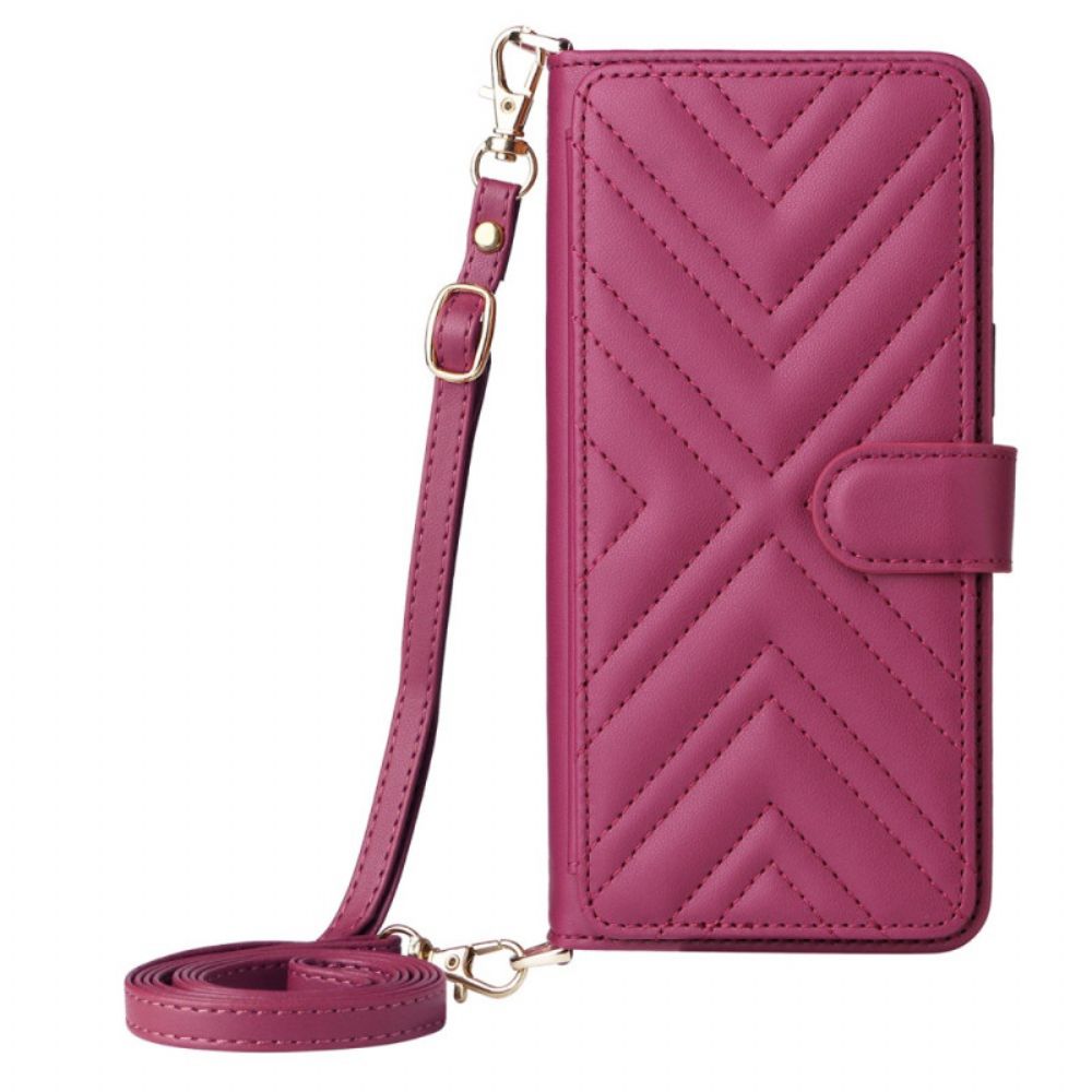 Folio-hoesje Vivo V50 Lite 5g Gewatteerd Met Schouderband En Koord