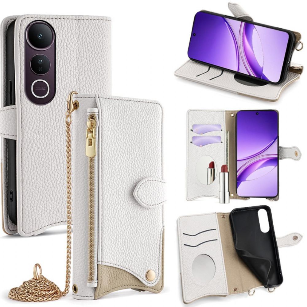 Vivo V50 Lite 5g Schoudertasje Met Spiegel En Ketting