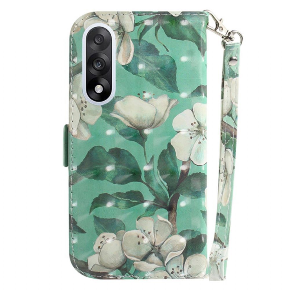 Flip Case Leren Oneplus Nord 5 Bloemen In Aquarel