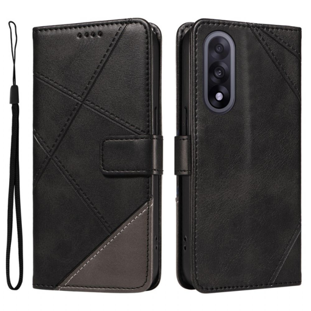 Flip Case Leren Oneplus Nord 5 Tweekleurig Geometrisch