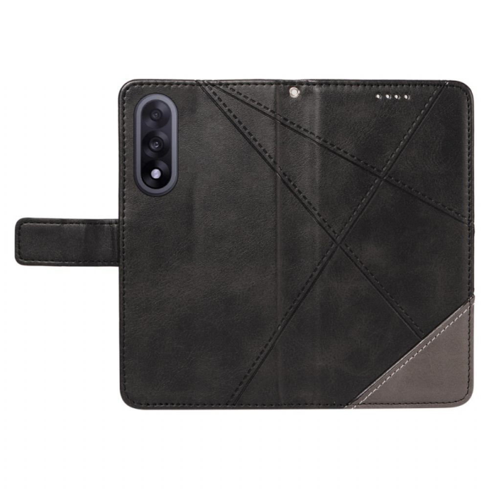 Flip Case Leren Oneplus Nord 5 Tweekleurig Geometrisch