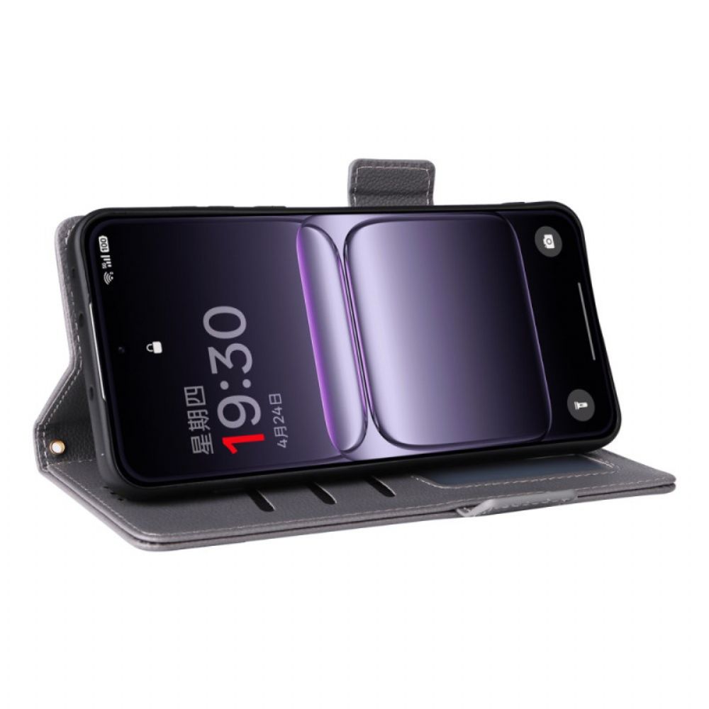 Folio-hoesje Oneplus Nord 5 Telefoonhoesje Gestructureerd Met Bandje