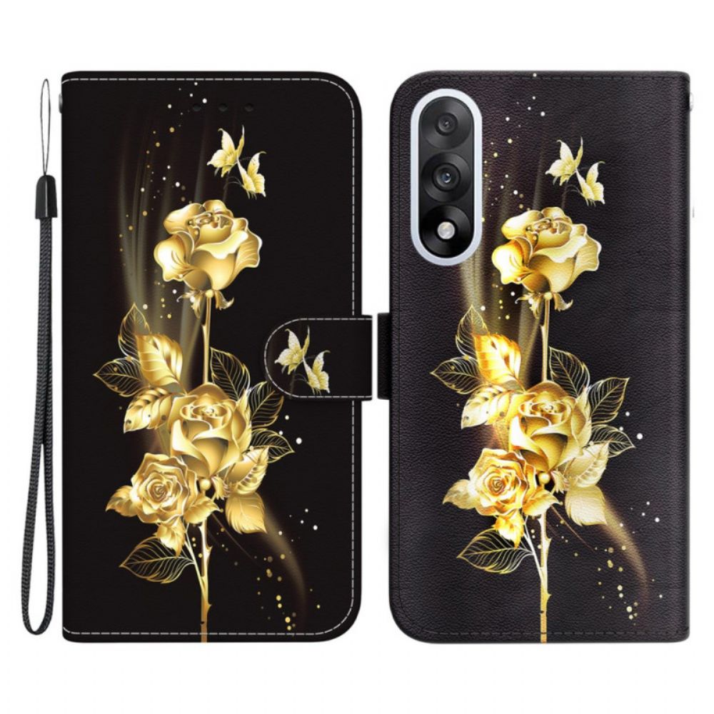 Folio-hoesje Oneplus Nord 5 Telefoonhoesje Gouden Rozen