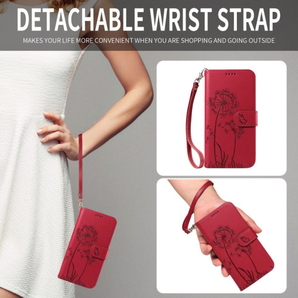 Folio-hoesje Oneplus Nord 5 Telefoonhoesje Paardenbloemen Met Bandjes