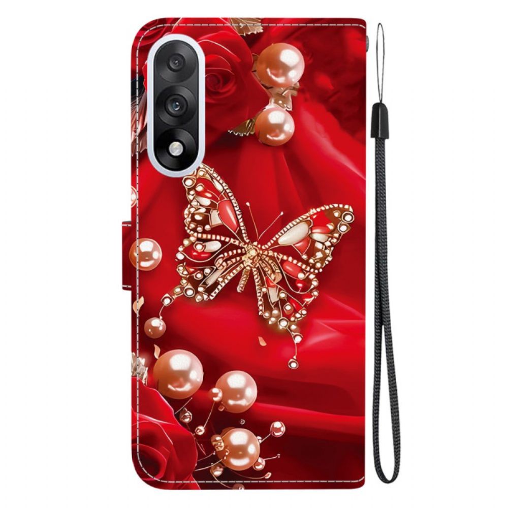 Folio-hoesje Oneplus Nord 5 Telefoonhoesje Rode Vlinders