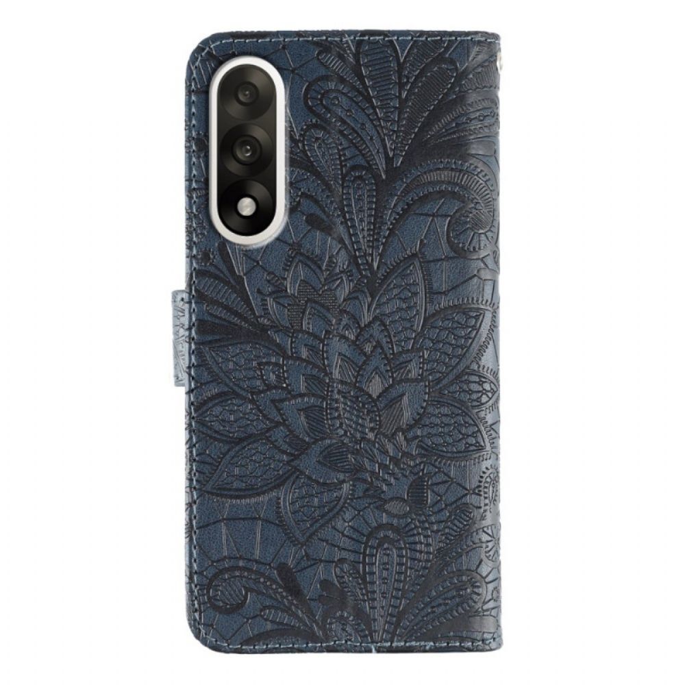 Leren Hoesje Oneplus Nord 5 Bloemenkant Bescherming Hoesje