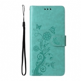 Leren Hoesje Oneplus Nord 5 Bloemenprint