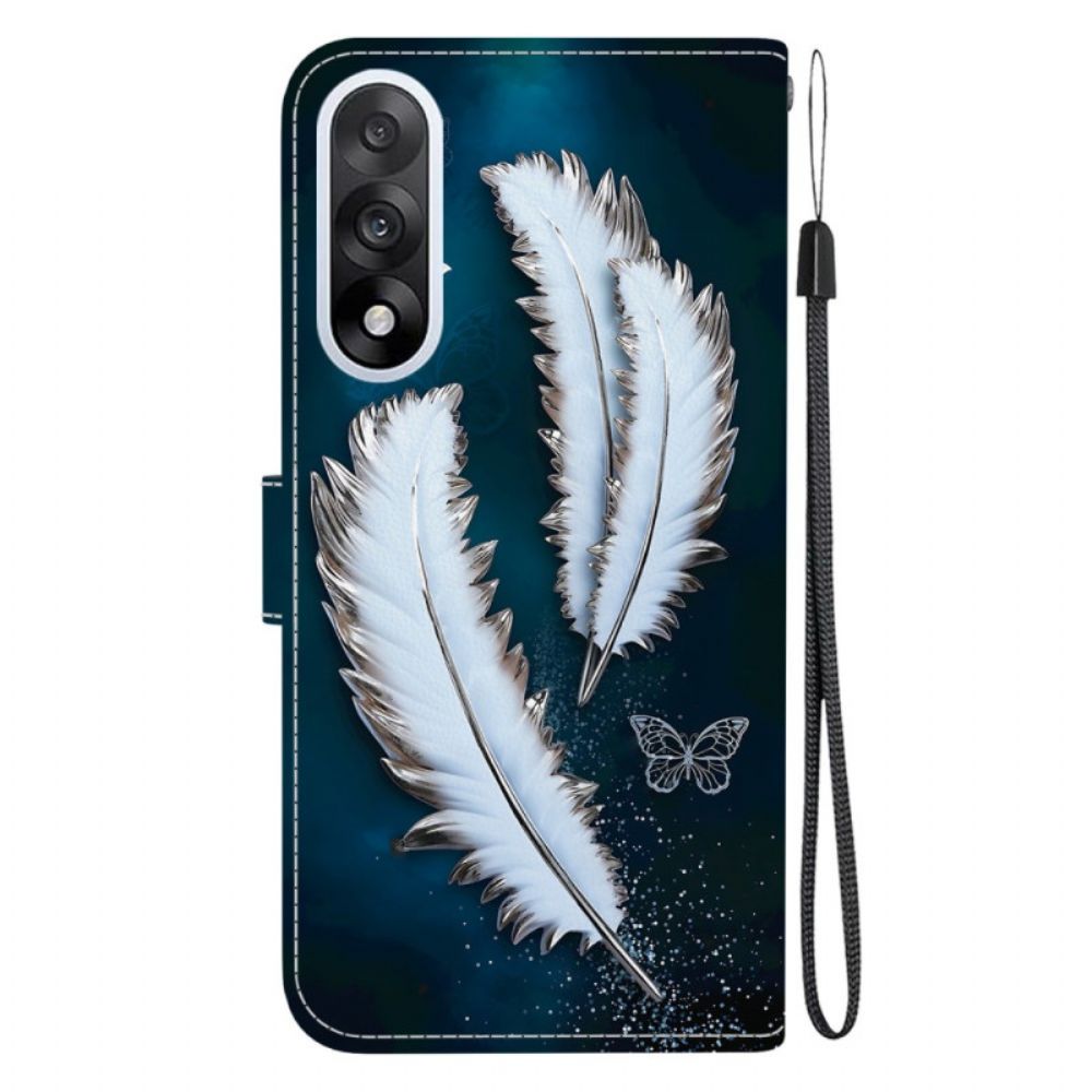 Leren Hoesje Oneplus Nord 5 Wit Veren Bescherming Hoesje