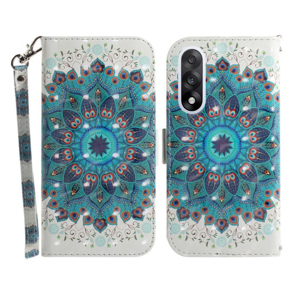 Leren Hoesje Voor Oneplus Nord 5 Groene Mandala Met Bandjes