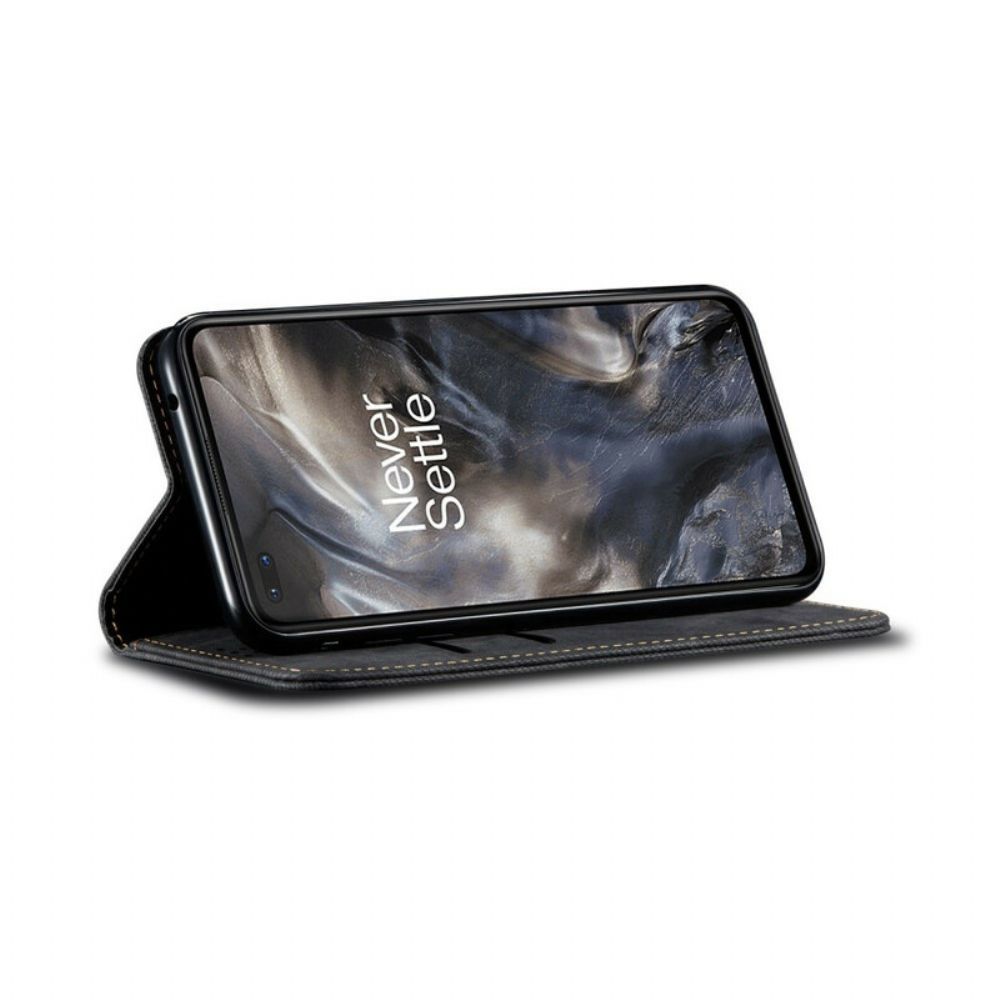 Bescherming Hoesje voor OnePlus Nord Folio-hoesje Imitatieleer Jeanstextuur