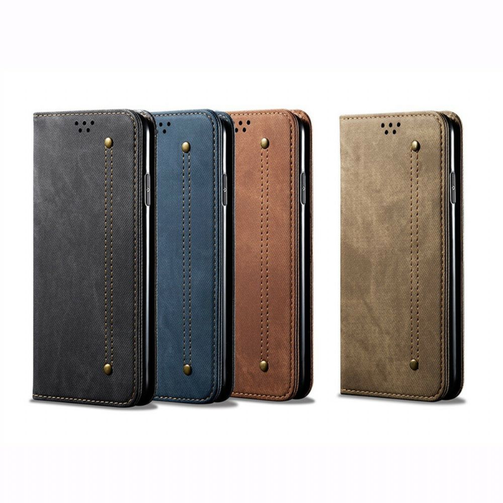 Bescherming Hoesje voor OnePlus Nord Folio-hoesje Imitatieleer Jeanstextuur