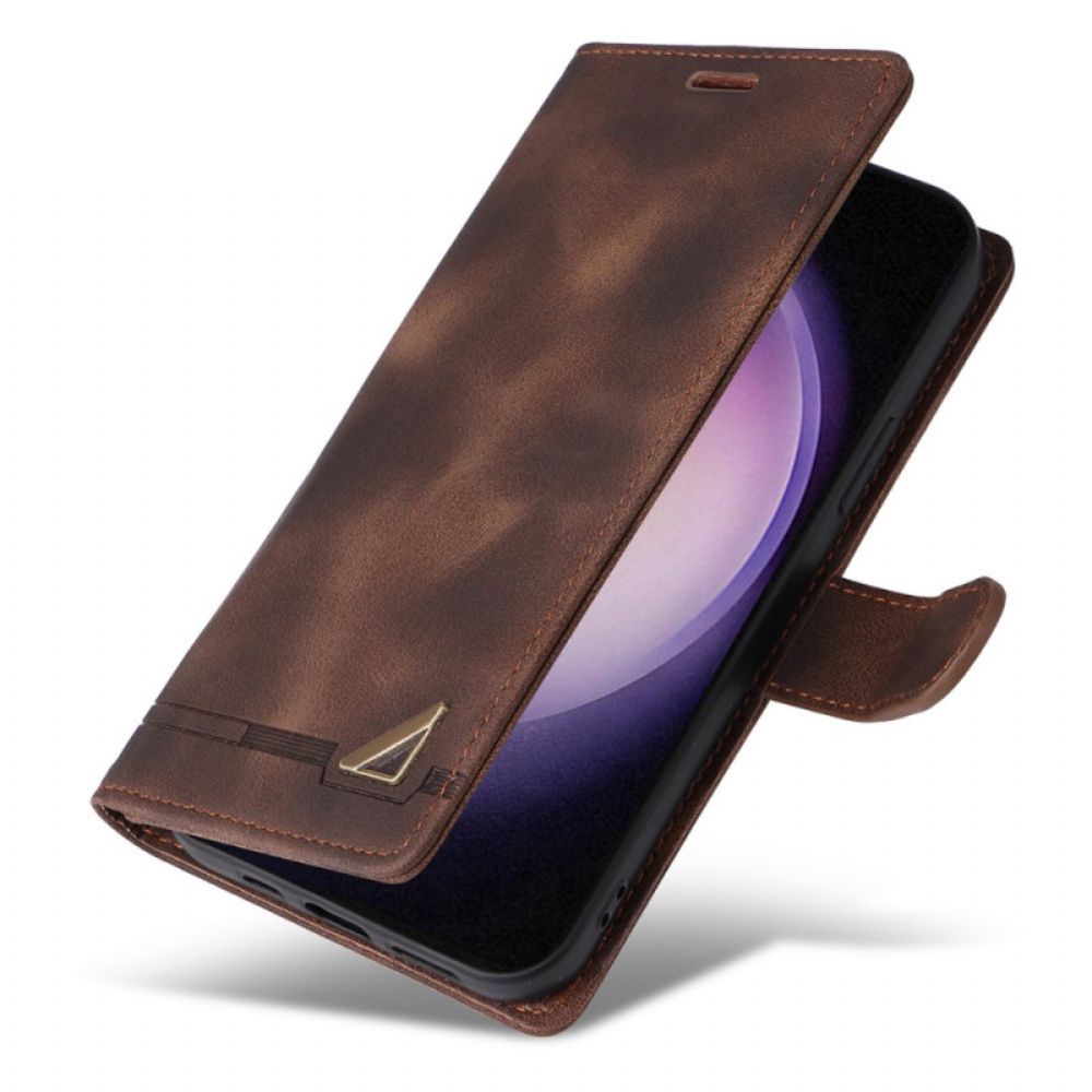 Leren Hoesje Samsung Galaxy S24 Plus 5g Stijl Suède Ontwerp