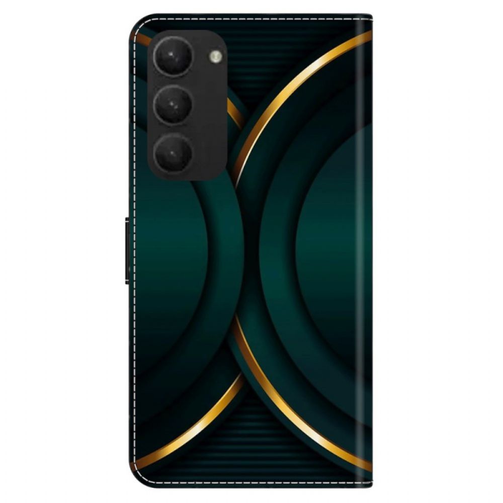 Leren Hoesje Voor Samsung Galaxy S24 Plus 5g Gouden Omtrek