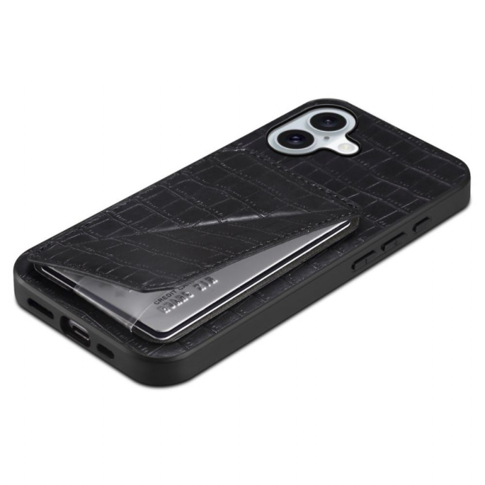 Hoesje iPhone 17 Kaarthouder Met Krokodillenprint