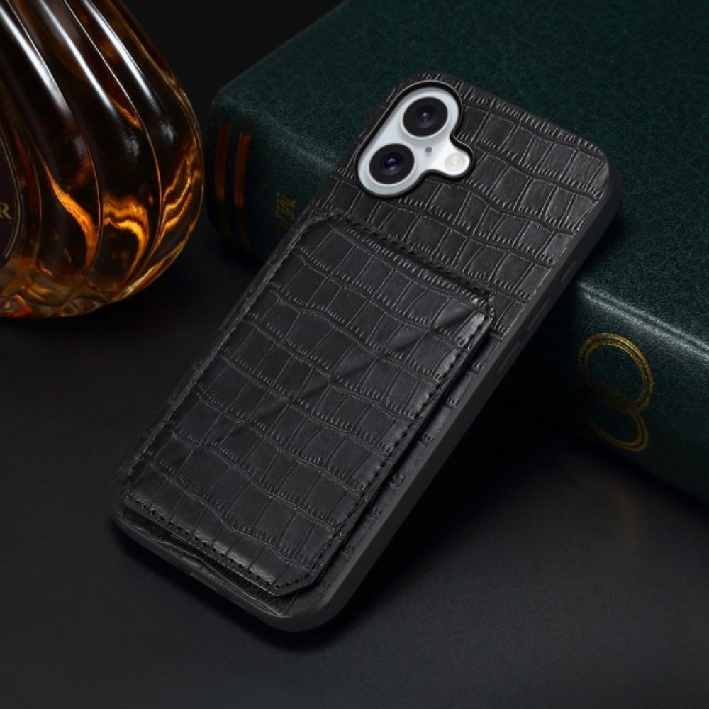 Hoesje iPhone 17 Kaarthouder Met Krokodillenprint
