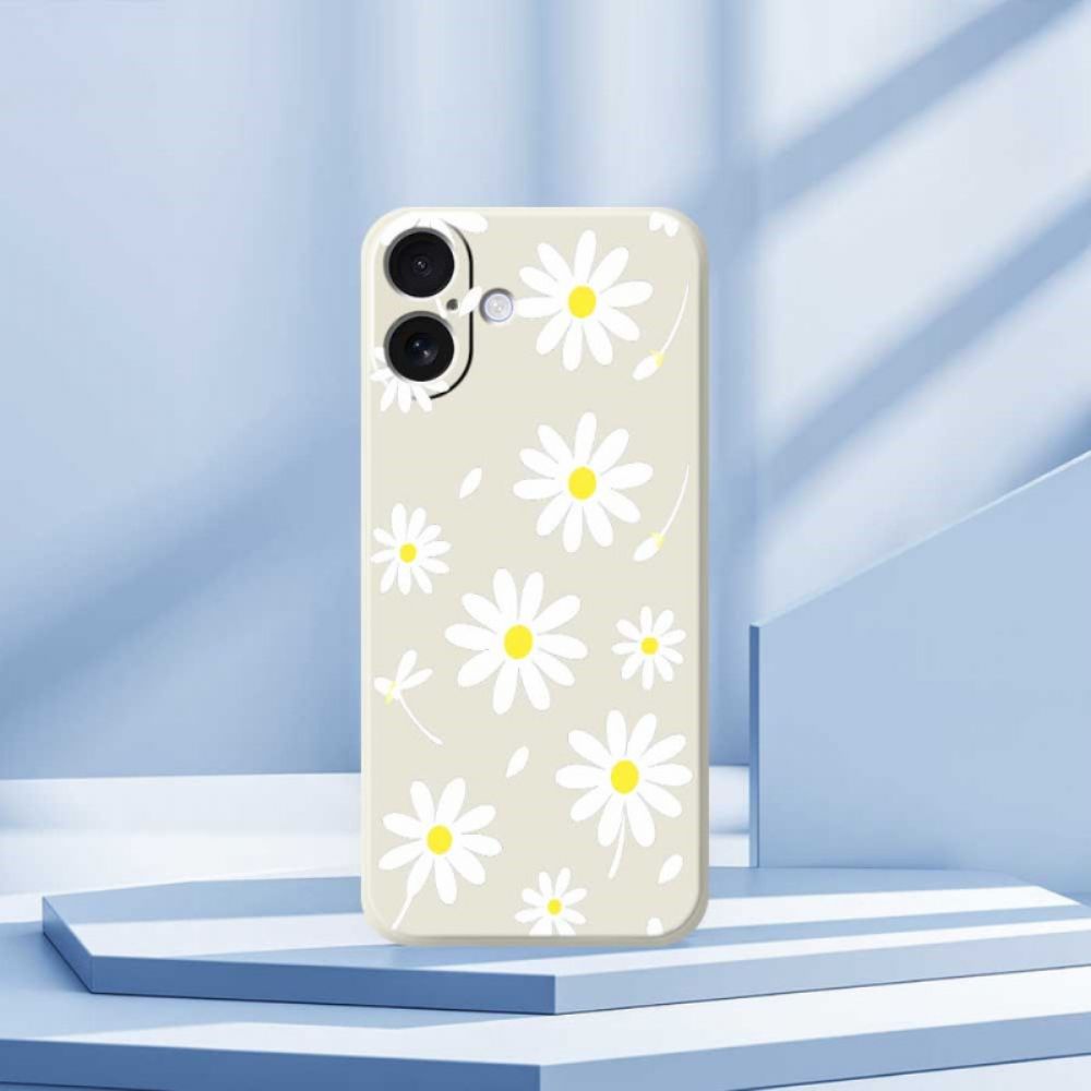 Hoesje iPhone 17 Madeliefjes Van Vloeibare Siliconen Bescherming Hoesje