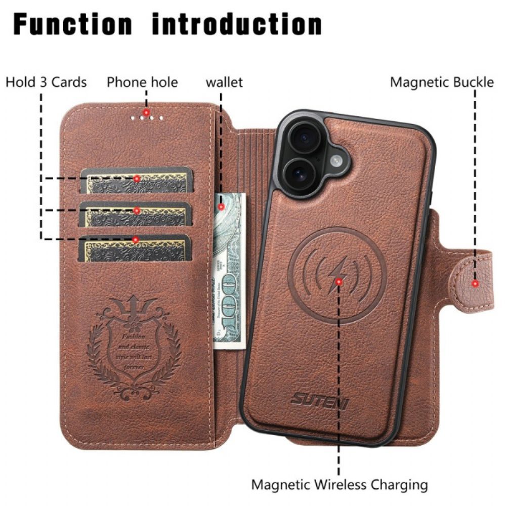 Leren Hoesje iPhone 17 Magsafe Afneembare Hoes Suteni Bescherming Hoesje
