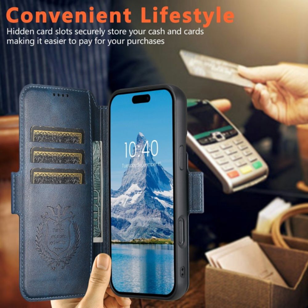 Leren Hoesje iPhone 17 Magsafe Tweekleurig Gestructureerd Leer Bescherming Hoesje