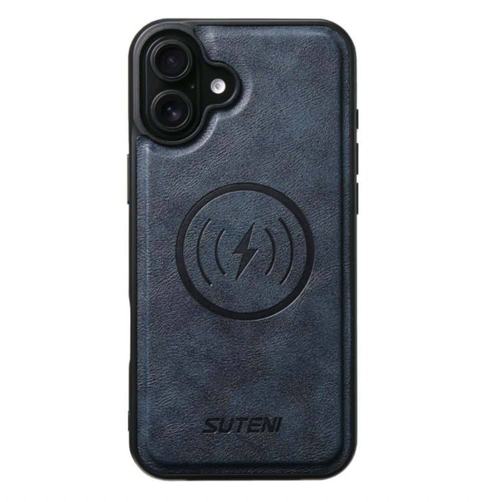 Leren Hoesje iPhone 17 Magsafe Tweekleurig Gestructureerd Leer Bescherming Hoesje