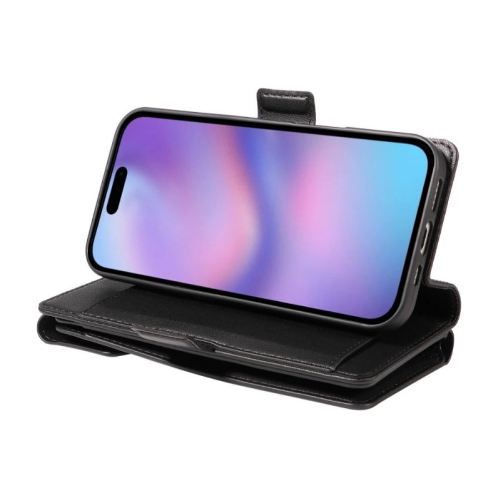 Leren Hoesje iPhone 17 Meerdere Kaartsleuven En Polsbandje Bescherming Hoesje