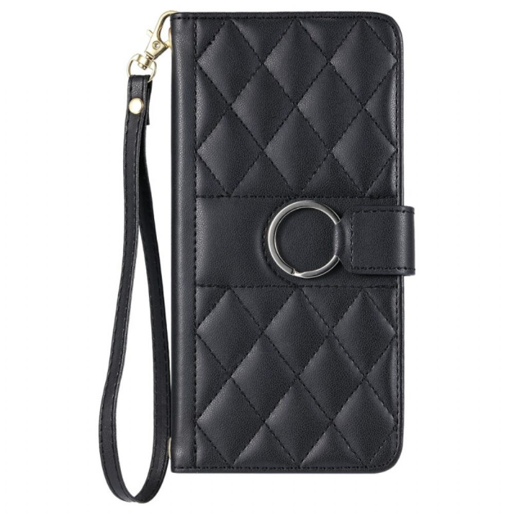 Leren Hoesje Voor iPhone 17 Premium Design Met Koord En Schouderband