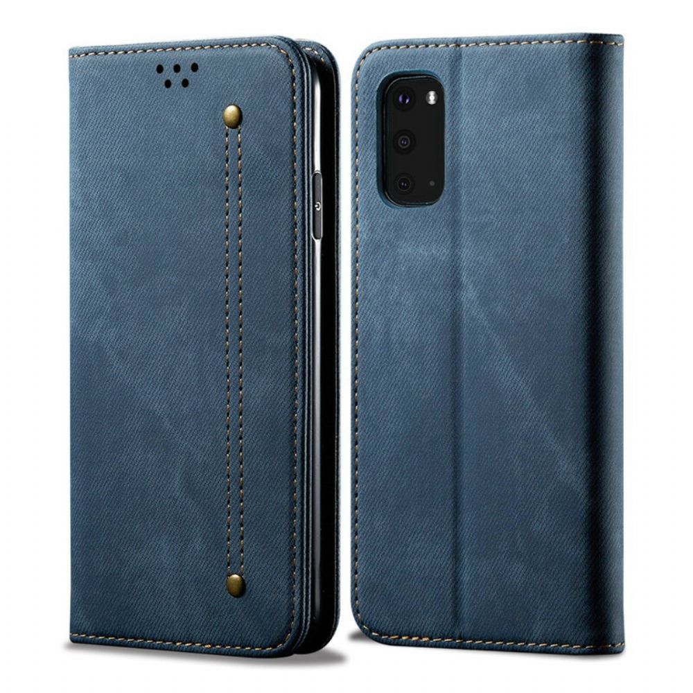 Bescherming Hoesje voor Samsung Galaxy S20 Folio-hoesje Denim Stof