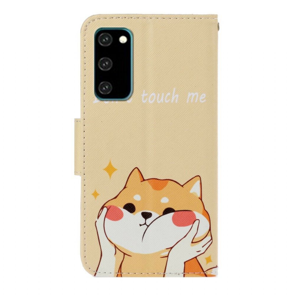 Folio-hoesje voor Samsung Galaxy S20 Met Ketting Raak Me Niet Aan Met Strappy Kat