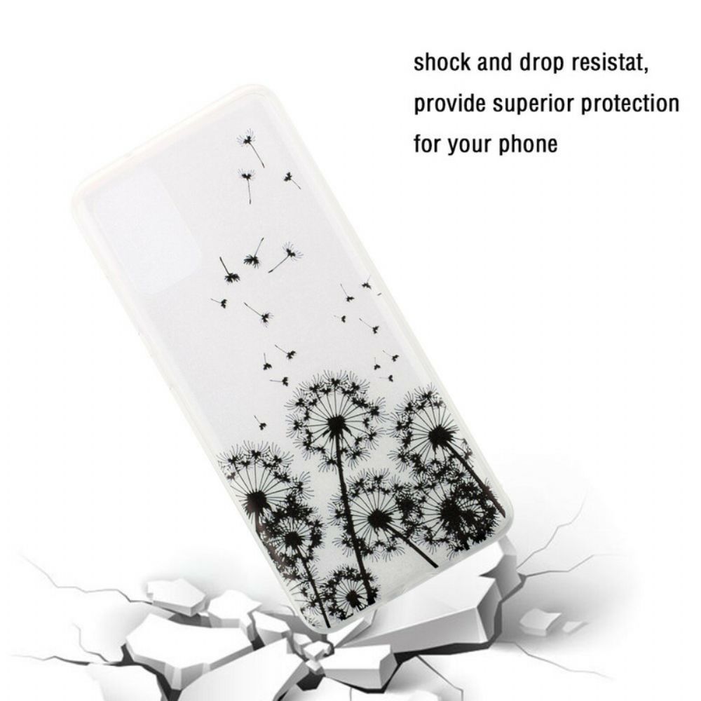 Telefoonhoesje voor Samsung Galaxy S20 Transparante Zwarte Paardebloemen