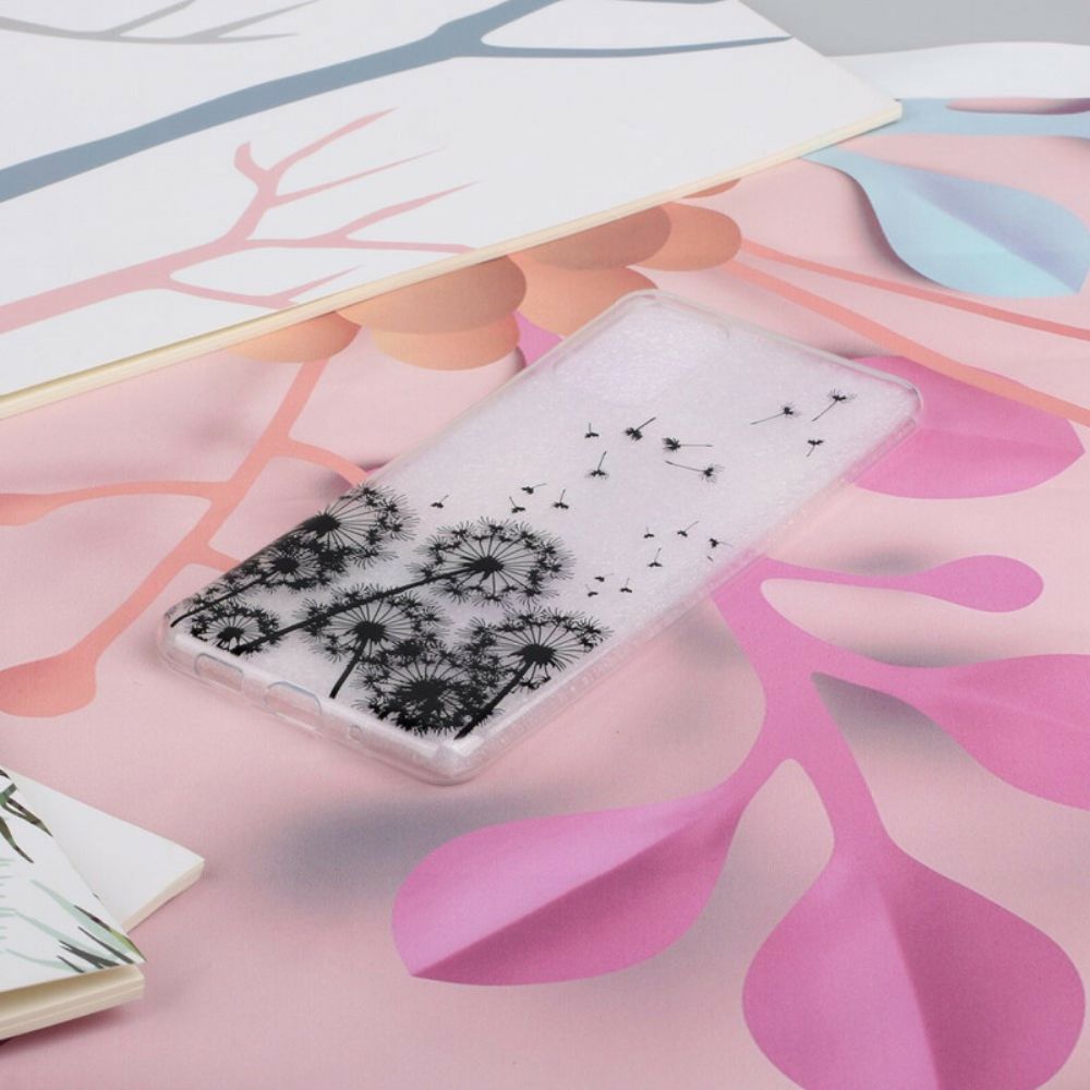 Telefoonhoesje voor Samsung Galaxy S20 Transparante Zwarte Paardebloemen
