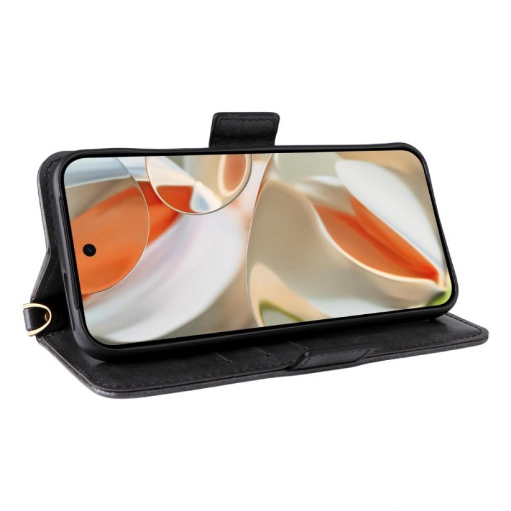 Flip Case Leren Google Pixel 10 Pro Xl Vintage Met Schouderband