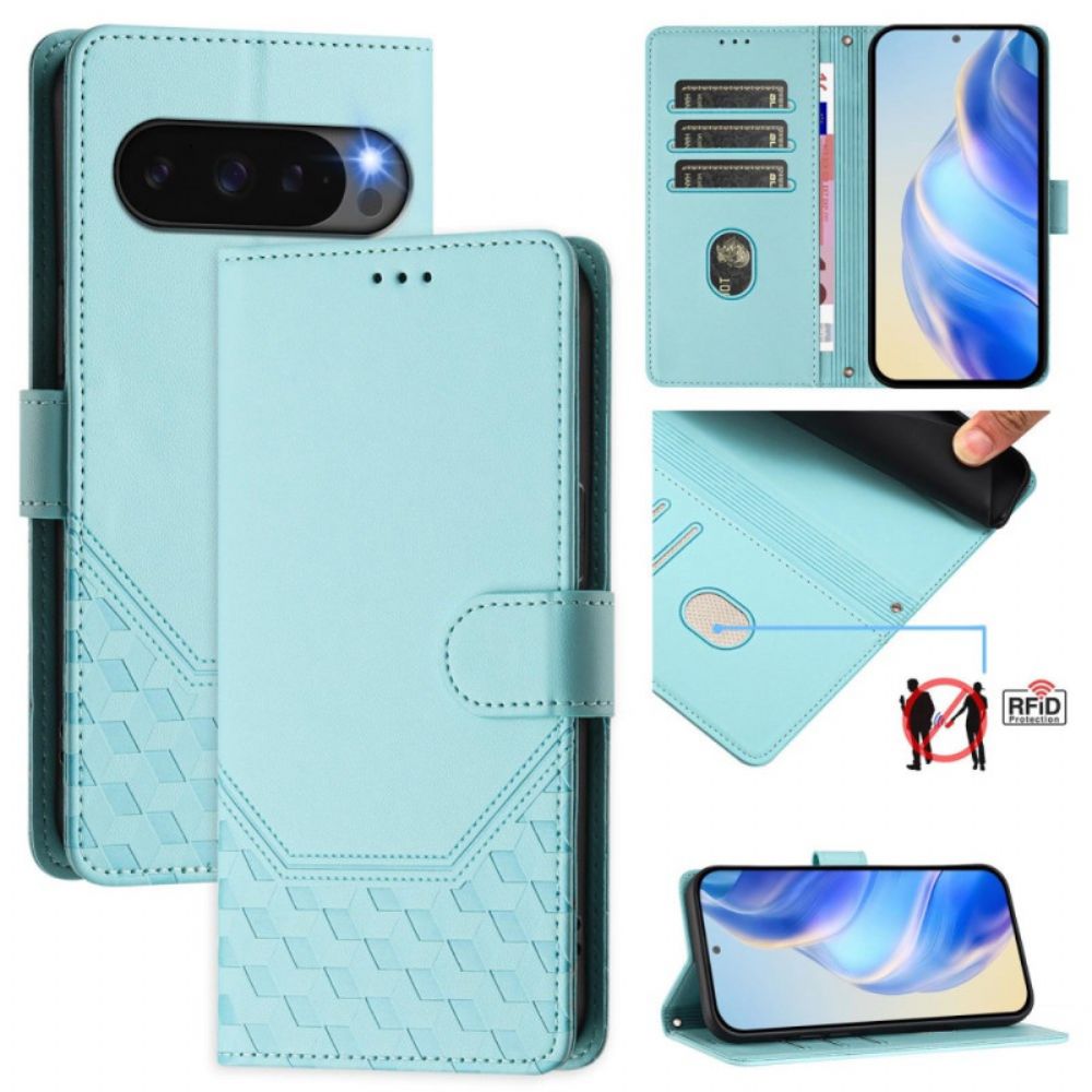 Folio-hoesje Google Pixel 10 Pro Xl Telefoonhoesje Honingraatdesign Met Bandje