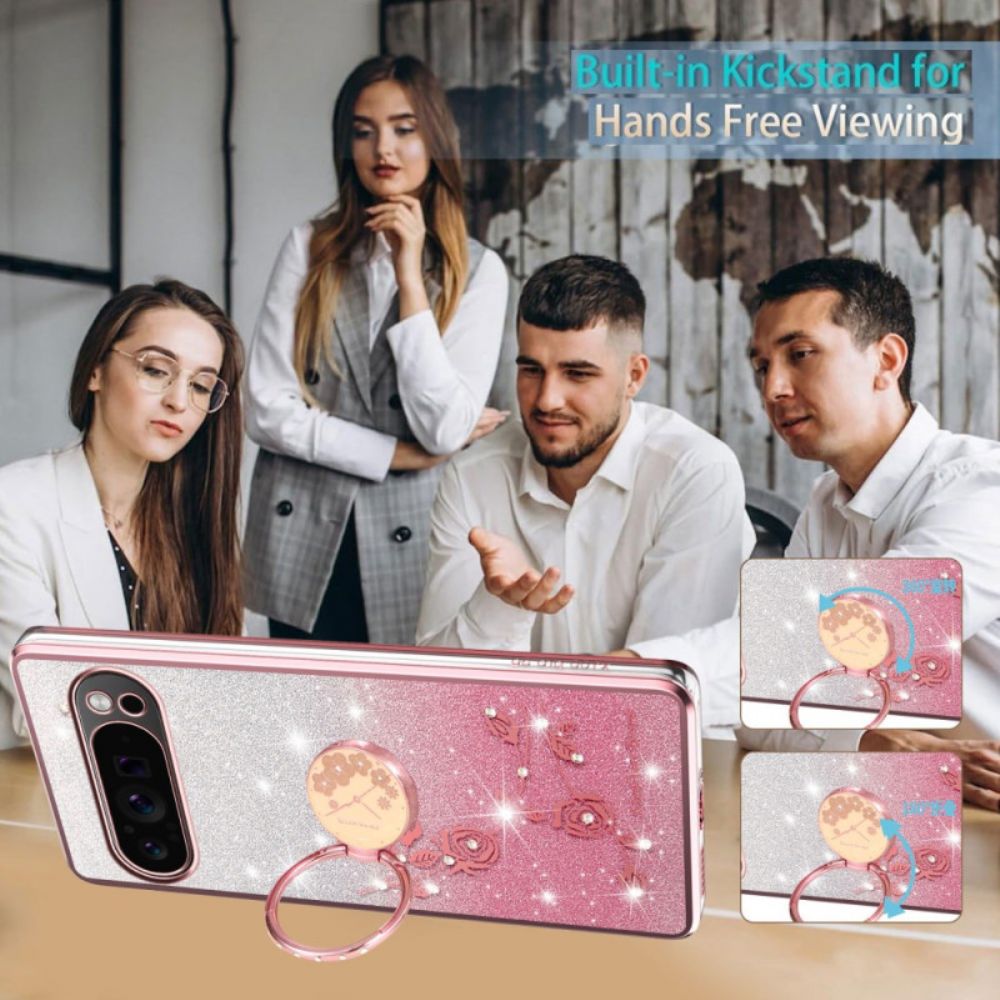 Hoesje Voor Google Pixel 10 Pro Xl Kadem Ringhouder Met Strass-steentjes