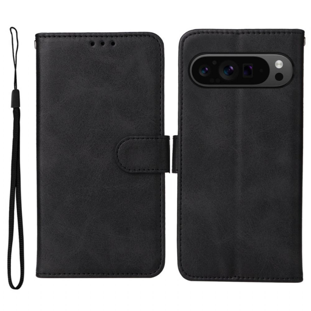 Leren Hoesje Google Pixel 10 Pro Xl Effen Kunstleer Bescherming Hoesje