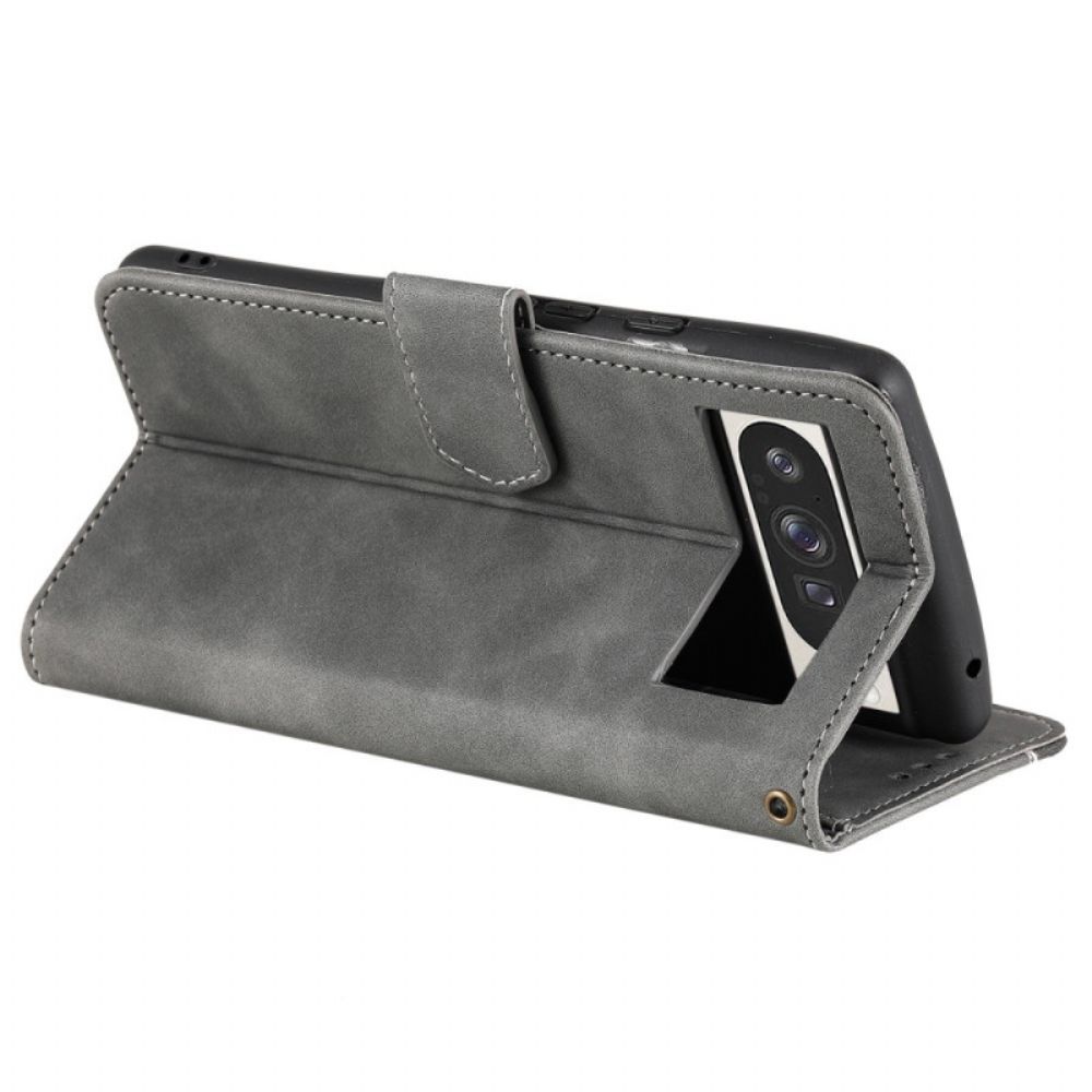 Leren Hoesje Google Pixel 10 Pro Xl Tweekleurig Met Bandje