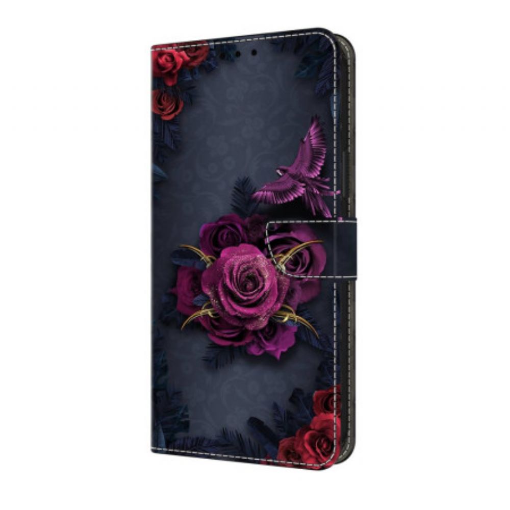 Leren Hoesje Google Pixel 10 Pro Xl Violet Bloemenpatroon Bescherming Hoesje