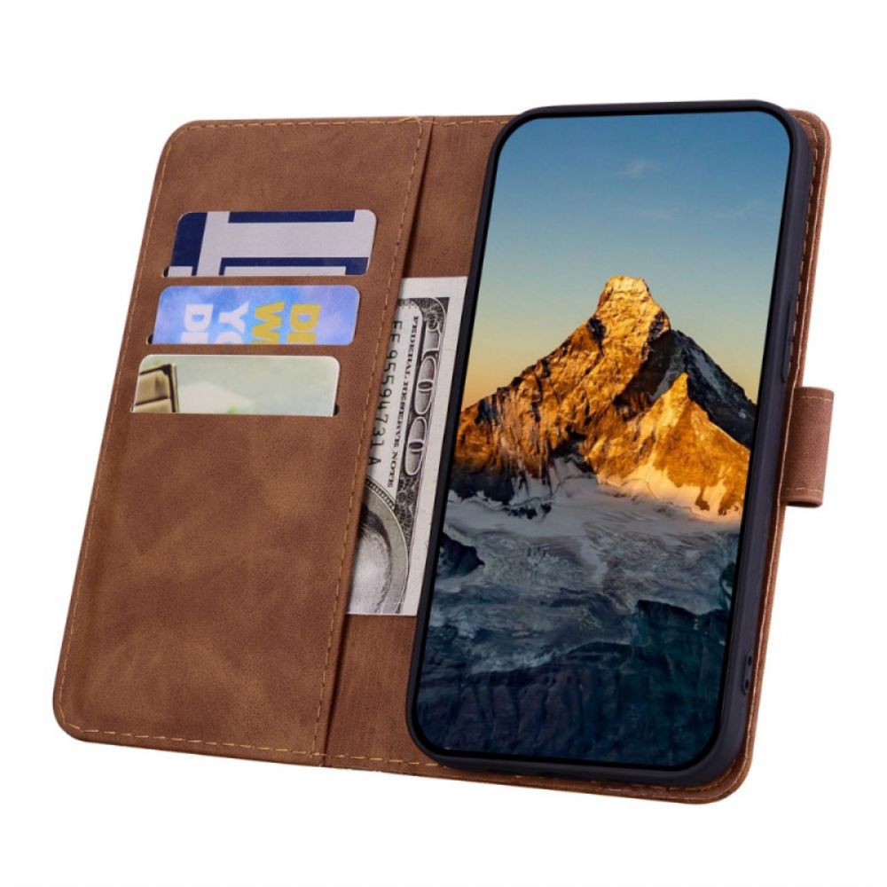 Leren Hoesje Voor Google Pixel 10 Pro Xl Bloemenmandala Print