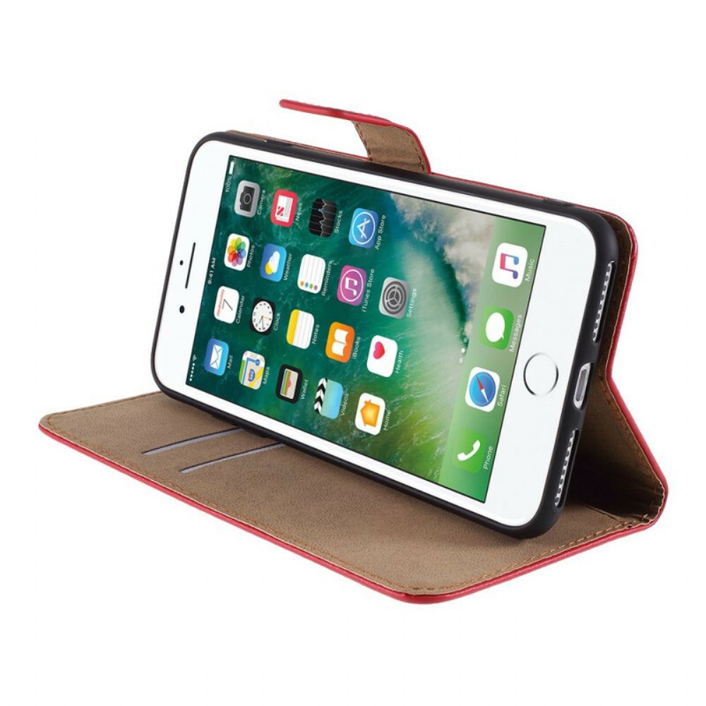Folio-hoesje voor iPhone 8 Plus / 7 Plus Echte Leerkleur