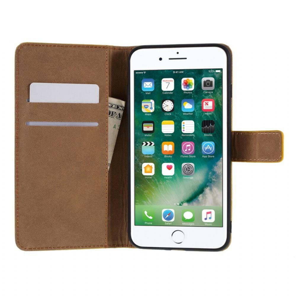 Folio-hoesje voor iPhone 8 Plus / 7 Plus Echte Leerkleur