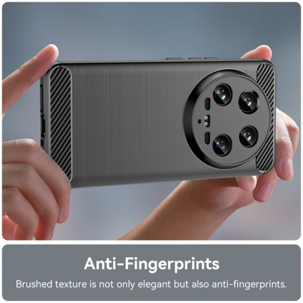 Hoesje Xiaomi 14 Ultra Geborstelde Koolstofvezel