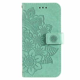 Flip Case Leren Google Pixel 8 Discrete Mandala Met Riempje